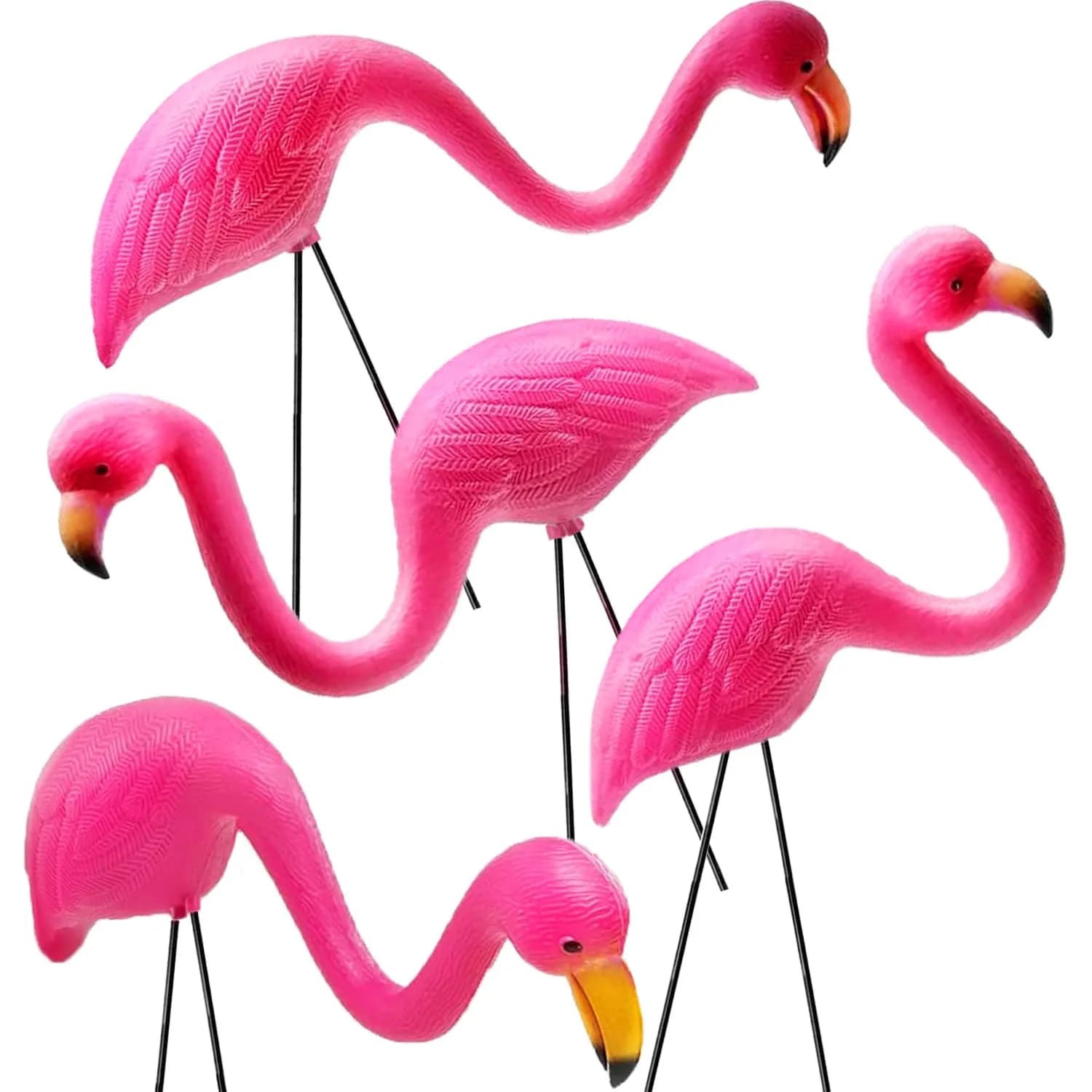 GiftExpress Pink Flamingos Yard Decorations 4 Pack 35.5cm (14" Tall) | Lawn Ornaments & Garden Decor for Outdoor Parties