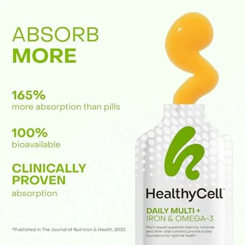HealthyCell Vegan Daily Multivitamin with Iron & Omega-3 Liquid Supplement | Complete Plant-Based Nutrition for Overall Vitality thumbnail 3