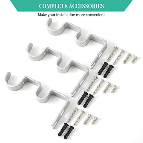 Anndason Heavy Duty Double Curtain Rod Brackets Set of 2 Silver | Mounts for 1" & 5/8" Rods thumbnail 8