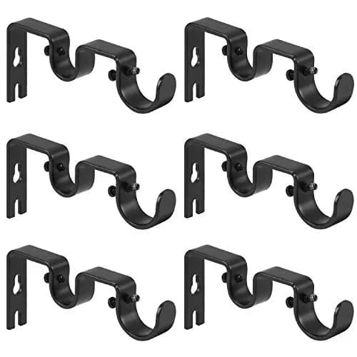Anndason Heavy Duty Double Curtain Rod Brackets 2.54cm (1") and 1.6cm (5/8") Rod Holders (Set of 6, Black) | Wall Mount for Home & Office thumbnail 1