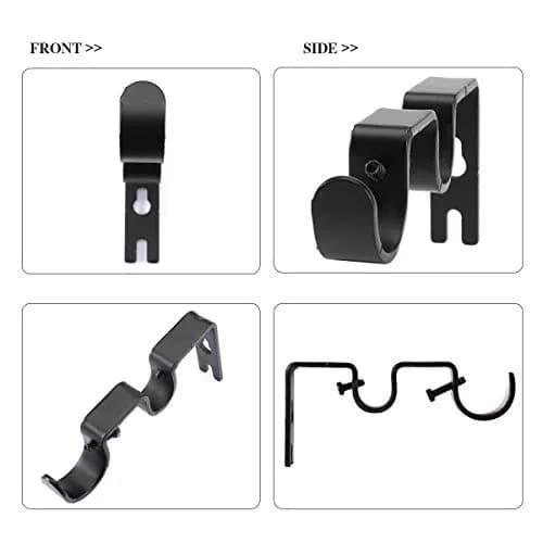 Anndason Heavy Duty Double Curtain Rod Brackets 2.54cm (1") and 1.6cm (5/8") Rod Holders (Set of 6, Black) | Wall Mount for Home & Office thumbnail 8
