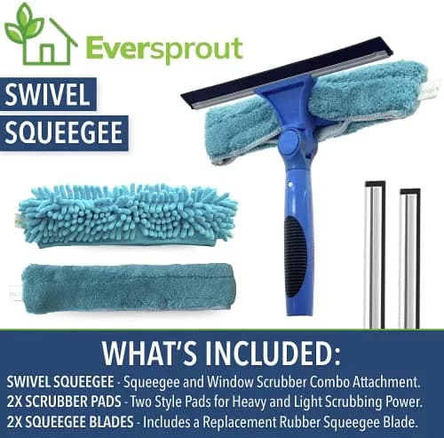 EVERSPROUT Swivel Squeegee & Microfiber Window Scrubber Attachment | 10-inch Blade, 7-Angle Swivel, Washable Microfiber thumbnail 3