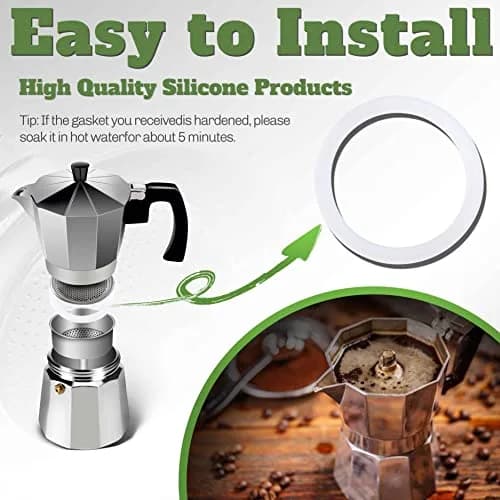 LitOrange 9-Cup Moka Pot Silicone Gasket Replacement (8 Pcs, Clear) | Food Grade & Heat Resistant thumbnail 4