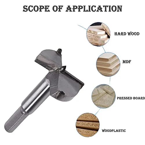 Utoolmart Forstner Drill Bit 75mm Hex Shank | 80mm Length Woodworking Hole Boring Bit thumbnail 6