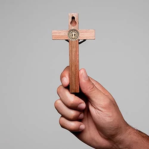 Intercession Antique Gold Wood Cross Crucifix 12.7cm (5 Inch) | St Benedict Medal & Rustic Finish thumbnail 6