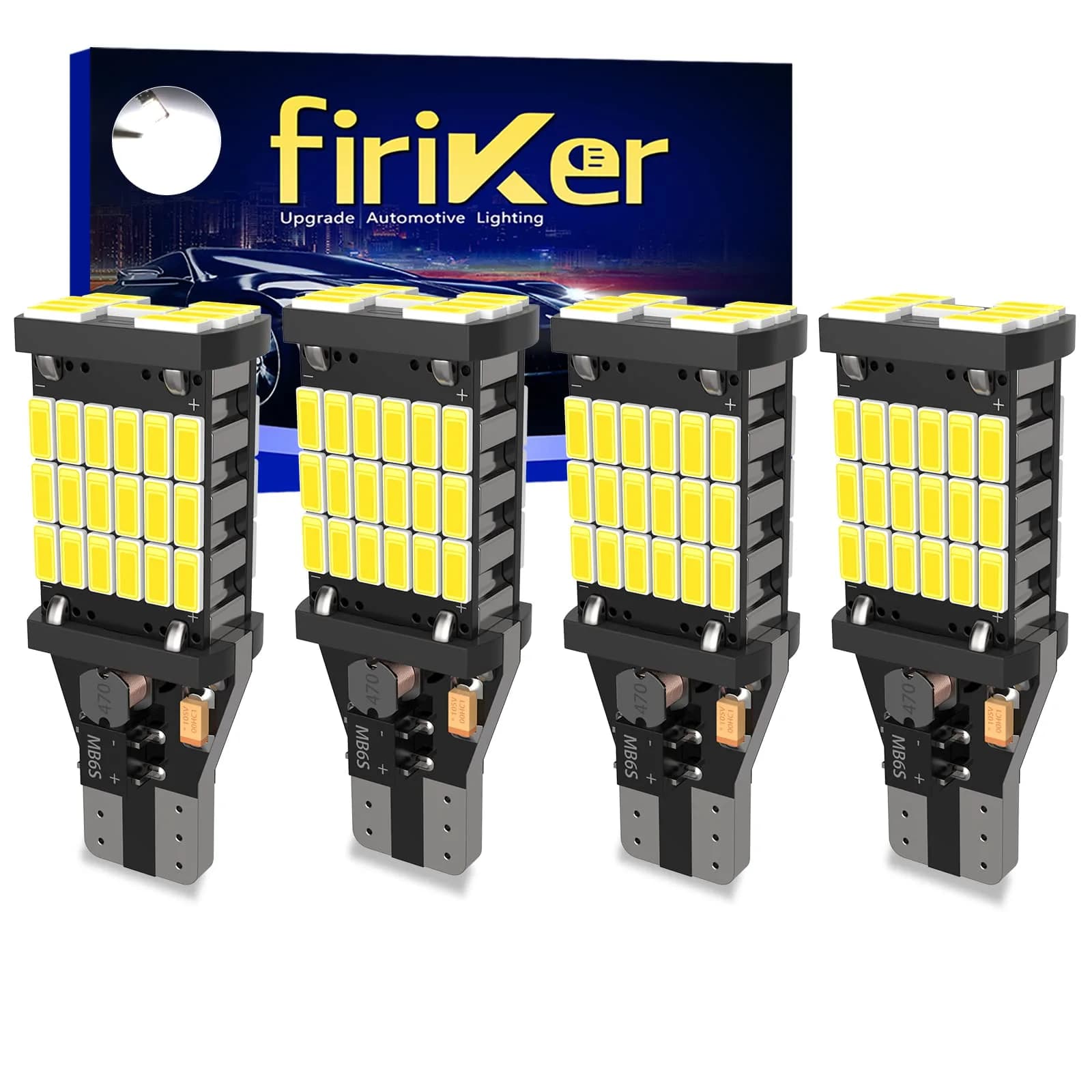 firiKer Vehicle Light Bulb 4PCS Bright White 921 T15 W16W | Error Free Reverse Lights - main product image