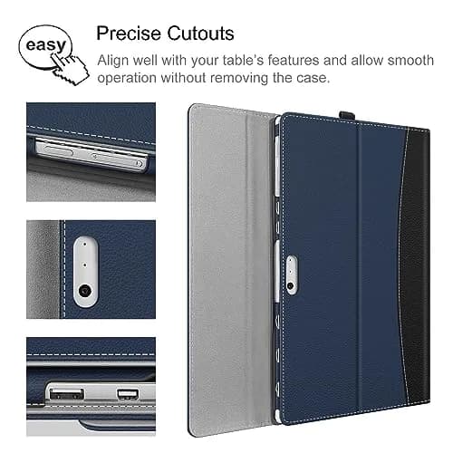 Fintie Case for 12.3 inch Microsoft Surface Pro 7 Plus, Pro 7/6/5/4/3 | Navy Faux Leather Folio with Kickstand & Stylus Holder thumbnail 5