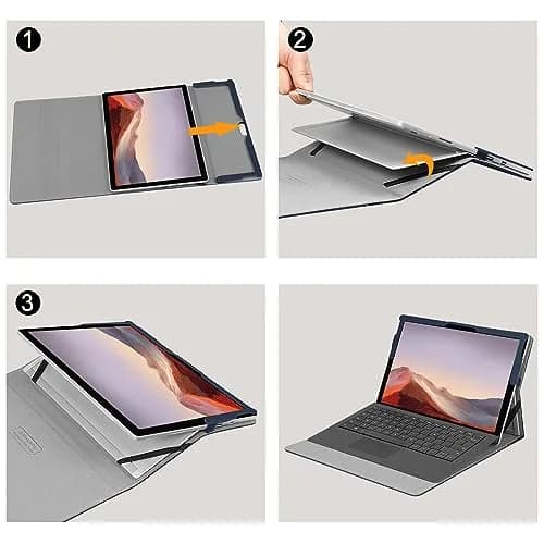 Fintie Case for 12.3 inch Microsoft Surface Pro 7 Plus, Pro 7/6/5/4/3 | Navy Faux Leather Folio with Kickstand & Stylus Holder thumbnail 7