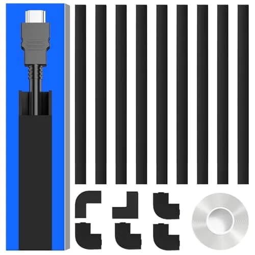 Delamu Black Cord Hider 142in (118.3cm) Total Length | Snap-on Design Cable Raceway for Single Wire thumbnail 1