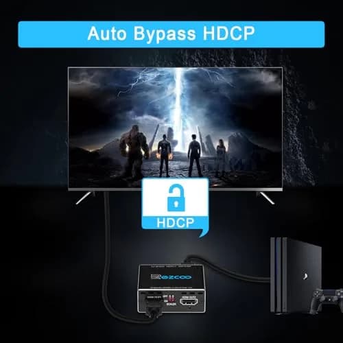 EZCOO 4K HDMI Splitter 1x2 HDR Dolby Atmos Down Scaler 1080P Sync 4:4:4 HDCP2.2 EDID 4K7.1 for Game Xbox PS5 Roku | Supports HDR & Dolby Vision thumbnail 7