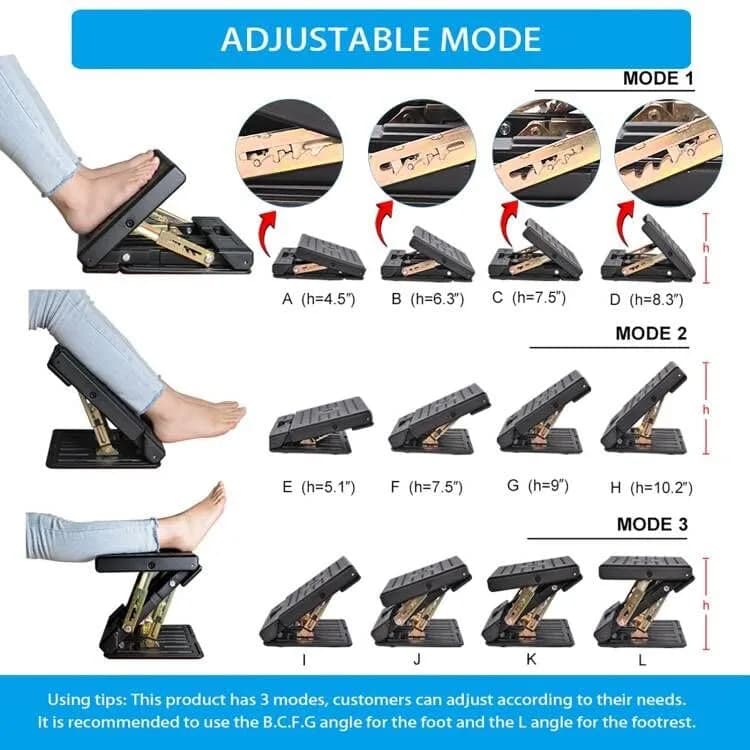 Leermart Adjustable Under Desk Footrest with Massage Balls & Soft Pad, 31.5cm x 31cm x 8.5cm (12.4" x 12.2" x 3.4") | Ergonomic Support for Office & Home thumbnail 3