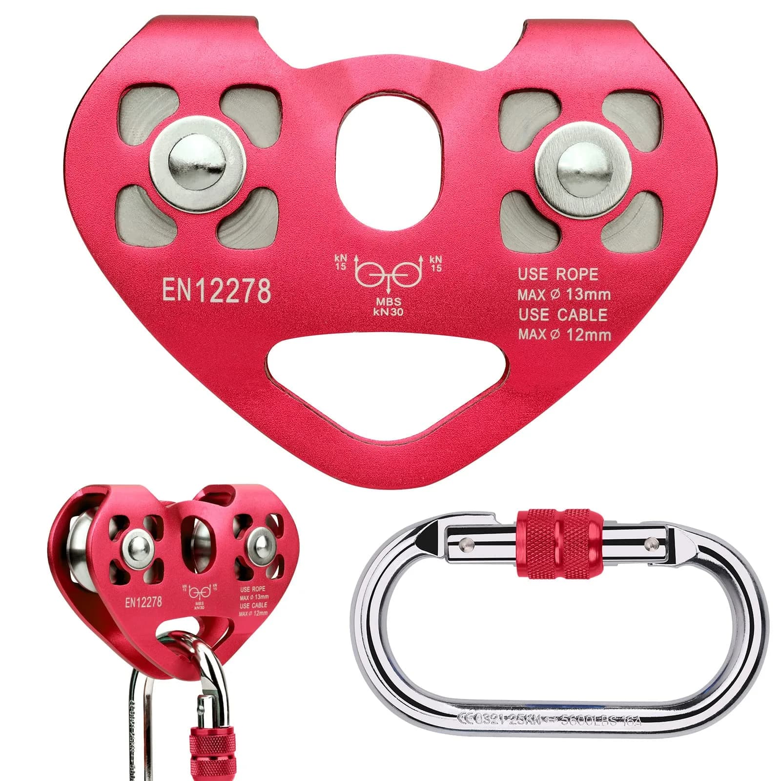 Youngneer Zipline Trolley Kit with 25kN Carabiner & Dual Pulley | Safe Outdoor Climbing Gear - main product image