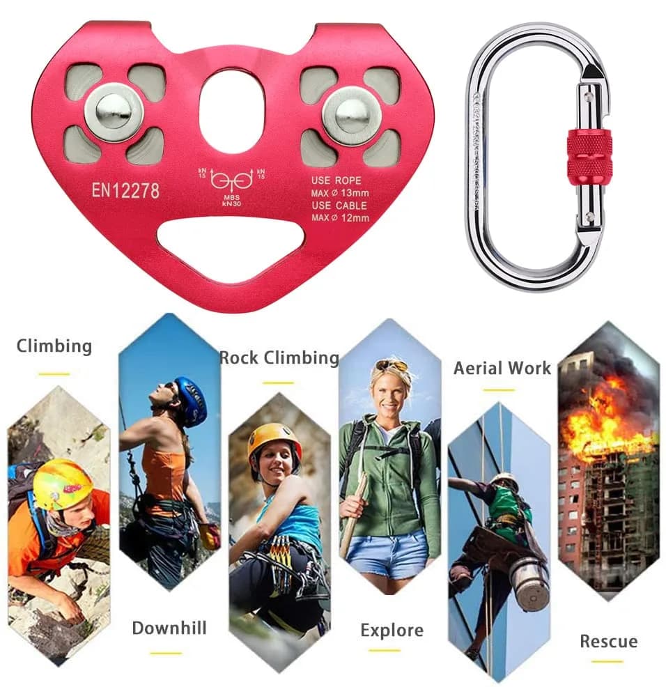 Youngneer Zipline Trolley Kit with 25kN Carabiner & Dual Pulley | Safe Outdoor Climbing Gear thumbnail 5