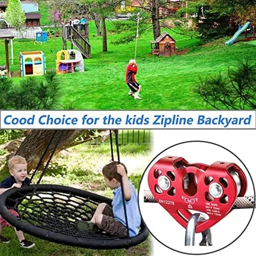 Youngneer Zipline Trolley Kit with 25kN Carabiner & Dual Pulley | Safe Outdoor Climbing Gear thumbnail 3