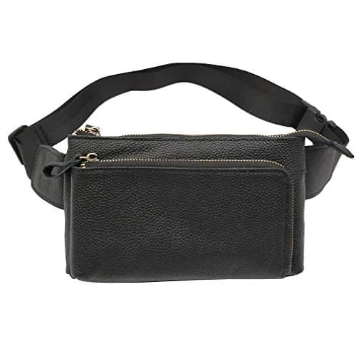 Hebetag Leather Waist Pack Fanny Bag, Black | Vintage Genuine Leather for Outdoor & Daily Use thumbnail 2