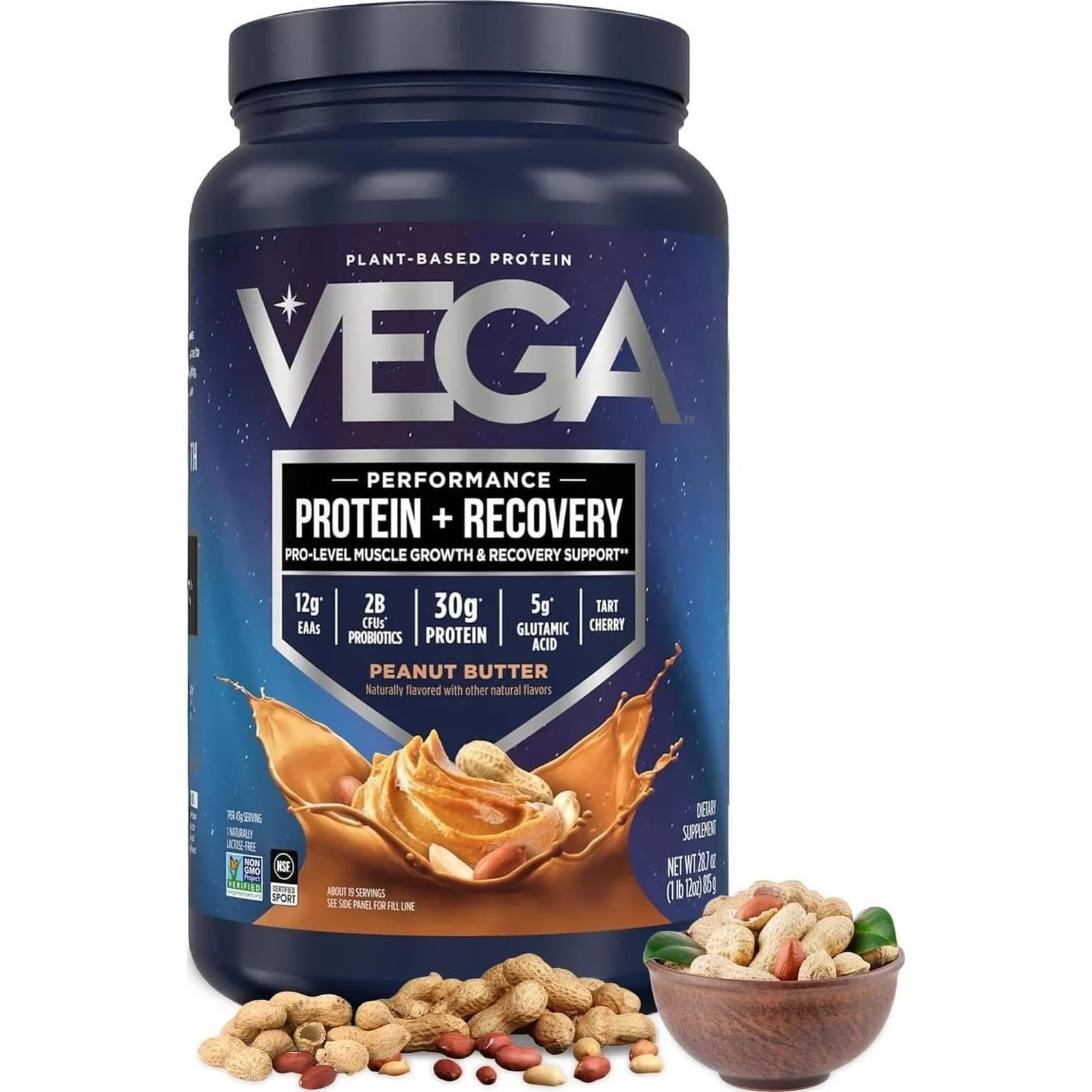 Vega PEANUT BUTTER protein powder tub Plant 19 servings