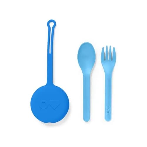 Omie Kids Fork & Spoon Set with Travel Case | BPA-Free, Dishwasher Safe, 3+ Years thumbnail 1