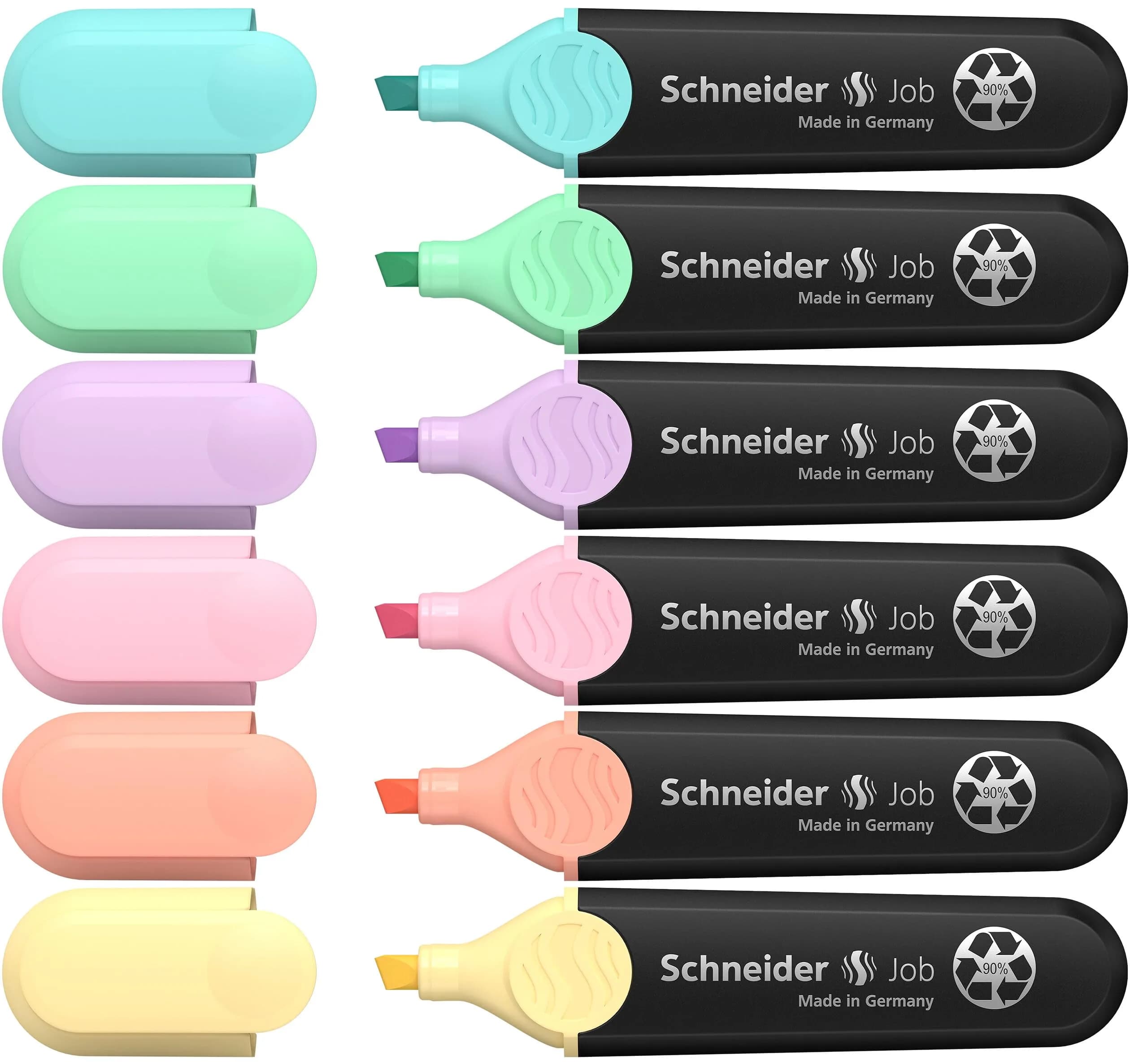 Schneider Job Pastel Highlighter Set of 6 | 1-5mm Chisel Tip, 2-Year Freshness Guarantee - main product image
