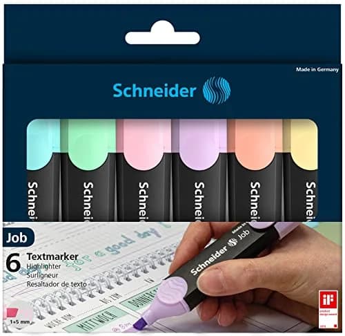 Schneider Job Pastel Highlighter Set of 6 | 1-5mm Chisel Tip, 2-Year Freshness Guarantee thumbnail 8