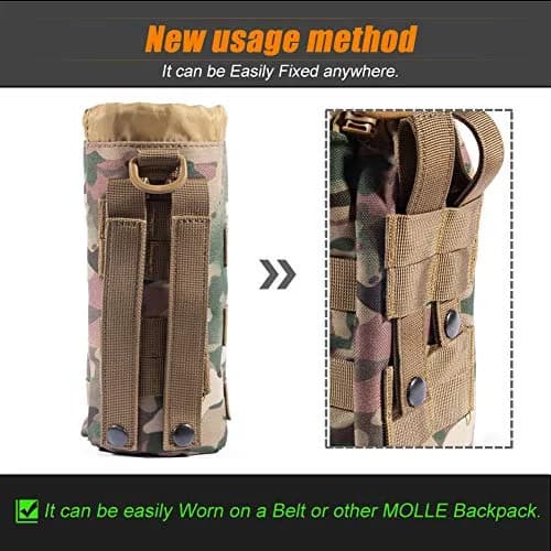 R.SASR Tactical Drawstring Molle Water Bottle Holder Pouch 24.5cm (9.45in) | Fits 0.5L Smartwater Bottles thumbnail 8