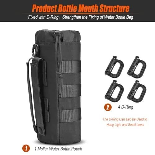 R.SASR Tactical Drawstring Molle Water Bottle Holder Pouch 24.5cm (9.45in) | Fits 0.5L Smartwater Bottles thumbnail 2