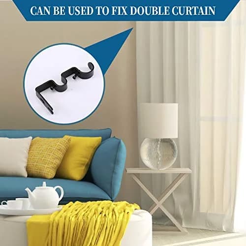 Anndason Heavy Duty Double Curtain Rod Brackets 1" & 5/8" Inch Rod Holders Set of 2 Black | Mounts Securely for Home & Office thumbnail 4