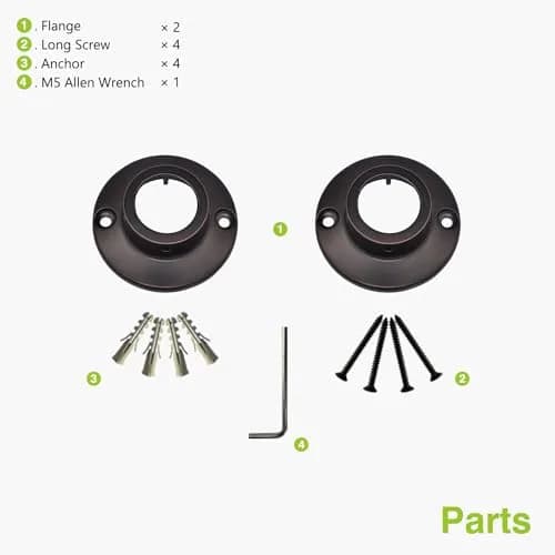 Naiture Shower Curtain Rod Round Flange Set of 2 Oil Rubbed Bronze | Durable Zinc Alloy Bracket, Fits 1" Rods thumbnail 6