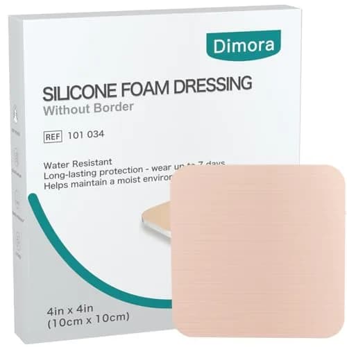 Dimora Silicone Foam Dressing Without Border 4"x 4" | Highly Absorbent Wound Bandage for Moderate Exuding Wounds thumbnail 1