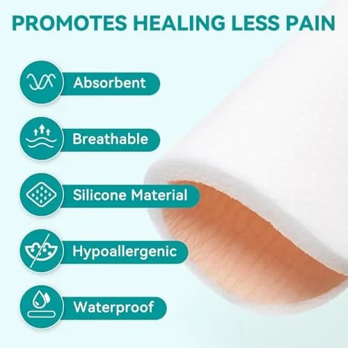 Dimora Silicone Foam Dressing Without Border 4"x 4" | Highly Absorbent Wound Bandage for Moderate Exuding Wounds thumbnail 5
