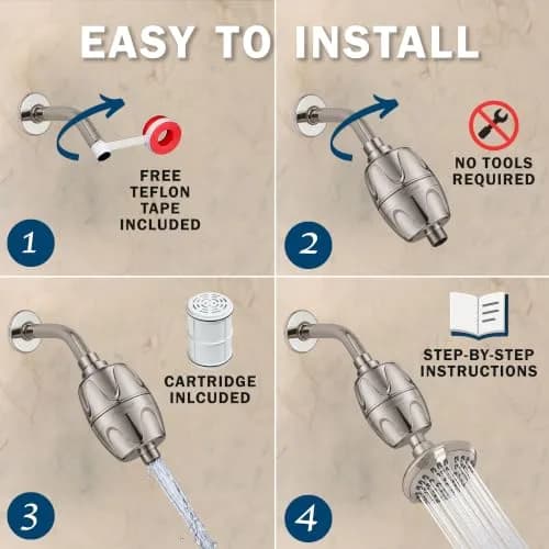 Aqua Elegante Chlorine Shower Water Filter - Brushed Nickel | Reduces Chlorine & Heavy Metals thumbnail 5