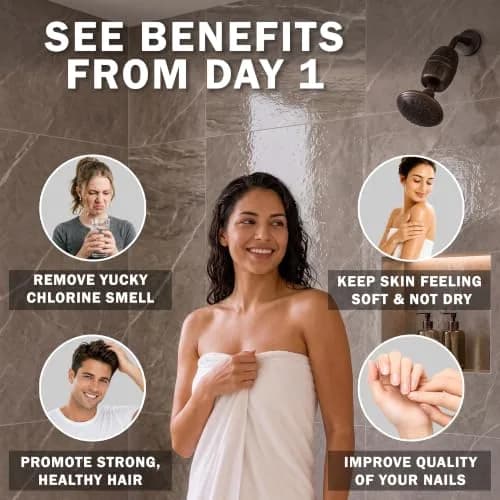Aqua Elegante Chlorine Shower Water Filter - Oil-Rubbed Bronze | Reduces Chlorine & Heavy Metals, Softens Skin & Hair thumbnail 2