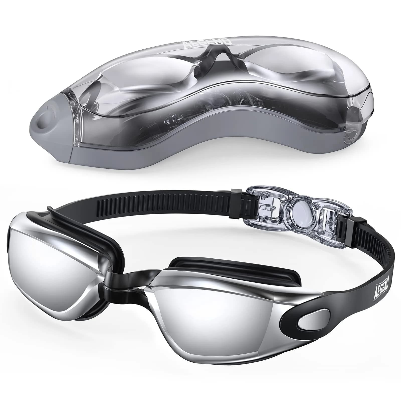 Aegend Mirrored Swim Goggles | Anti-Fog, UV Protection, 180° Panoramic View - main product image