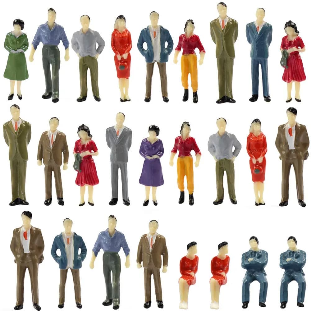 Evemodel 100PCS Model Trains Architectural Figures 35mm | Realistic O Scale Props for Miniature Scenes - main product image