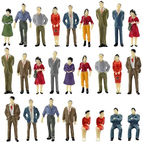 Evemodel 100PCS Model Trains Architectural Figures 35mm | Realistic O Scale Props for Miniature Scenes thumbnail 1