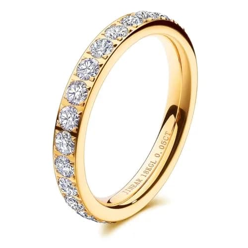 JINEAR 3mm Wedding Bands for Women Eternity Ring 18K Gold Plated Cubic Zirconia Size 5-10 | Elegant Promise Ring thumbnail 1