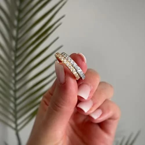 JINEAR 3mm Wedding Bands for Women Eternity Ring 18K Gold Plated Cubic Zirconia Size 5-10 | Elegant Promise Ring thumbnail 7
