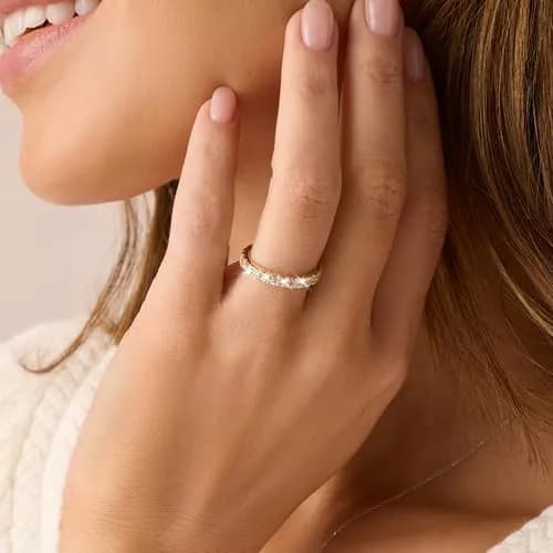 JINEAR 3mm Wedding Bands for Women Eternity Ring 18K Gold Plated Cubic Zirconia Size 5-10 | Elegant Promise Ring thumbnail 2