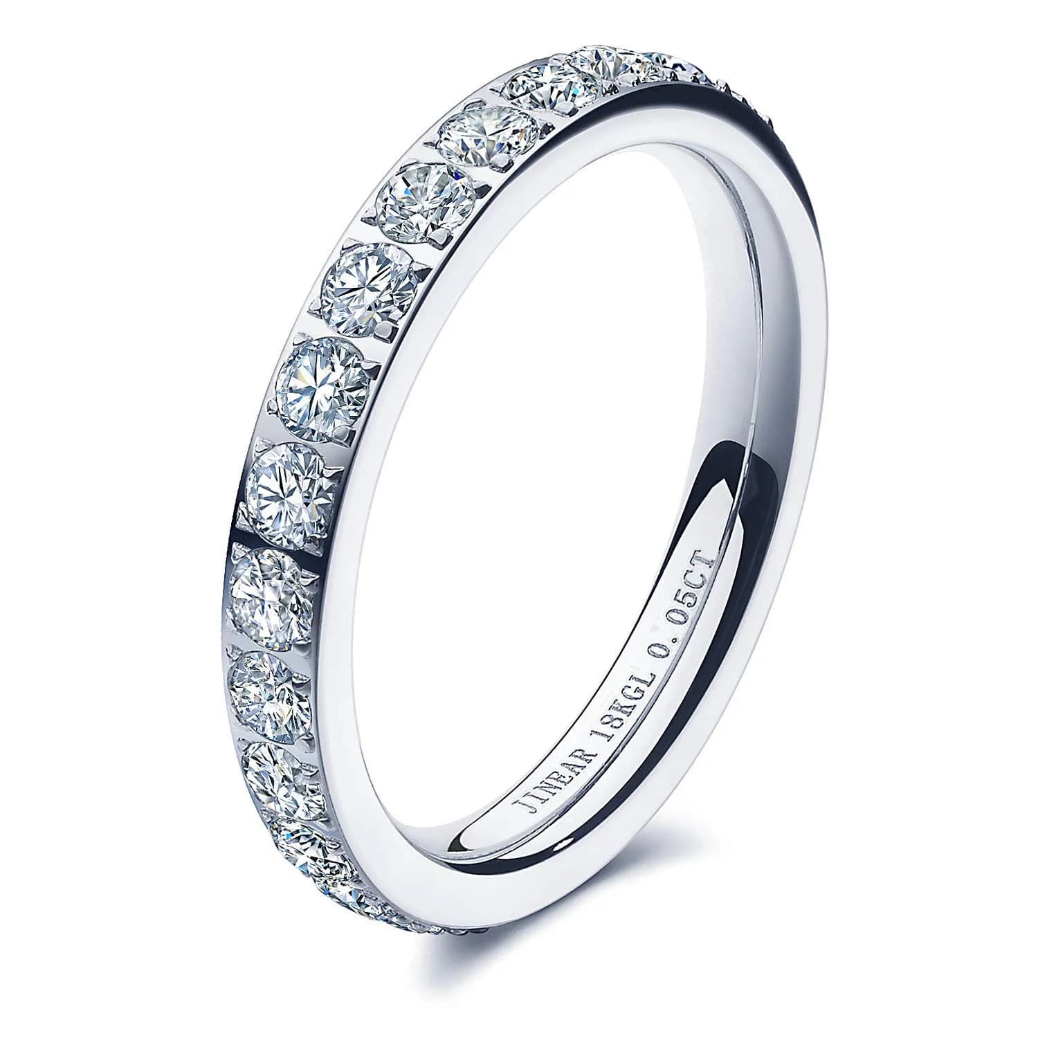 JINEAR 3mm Wedding Bands for Women Eternity Ring 18K Gold Plated Cubic Zirconia Size 5-10 | Elegant Gift for Her