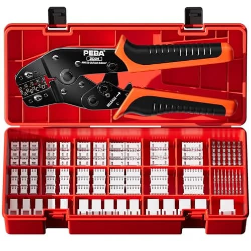 PEBA Crimping Tool and JST Connector Kit - 18 Types of 2.5 mm JST-XH Connectors & Crimp Pins, for DIY Electronics, Suitable for AWG 32-20 Wires thumbnail 1