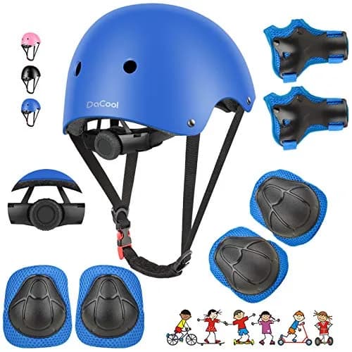 DaCool Kids Bike Helmet and Protective Gear Set with Knee Pads, Blue, Small (50-54cm / 18.9-21.3in) thumbnail 1