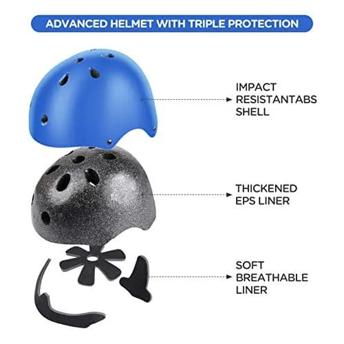 DaCool Kids Bike Helmet and Protective Gear Set with Knee Pads, Blue, Small (50-54cm / 18.9-21.3in) thumbnail 2