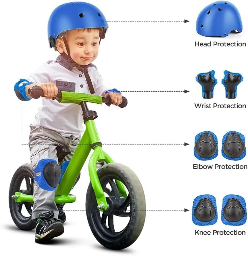 DaCool Kids Bike Helmet and Protective Gear Set with Knee Pads, Blue, Small (50-54cm / 18.9-21.3in) thumbnail 3