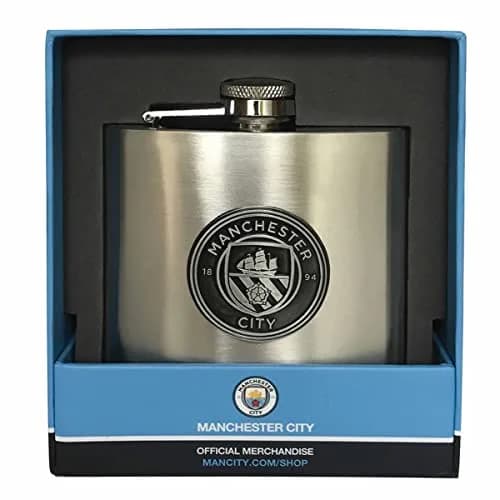 Manchester City FC Stainless Steel Hip Flask 177ml | Official EPL Licensed Gift Box thumbnail 1