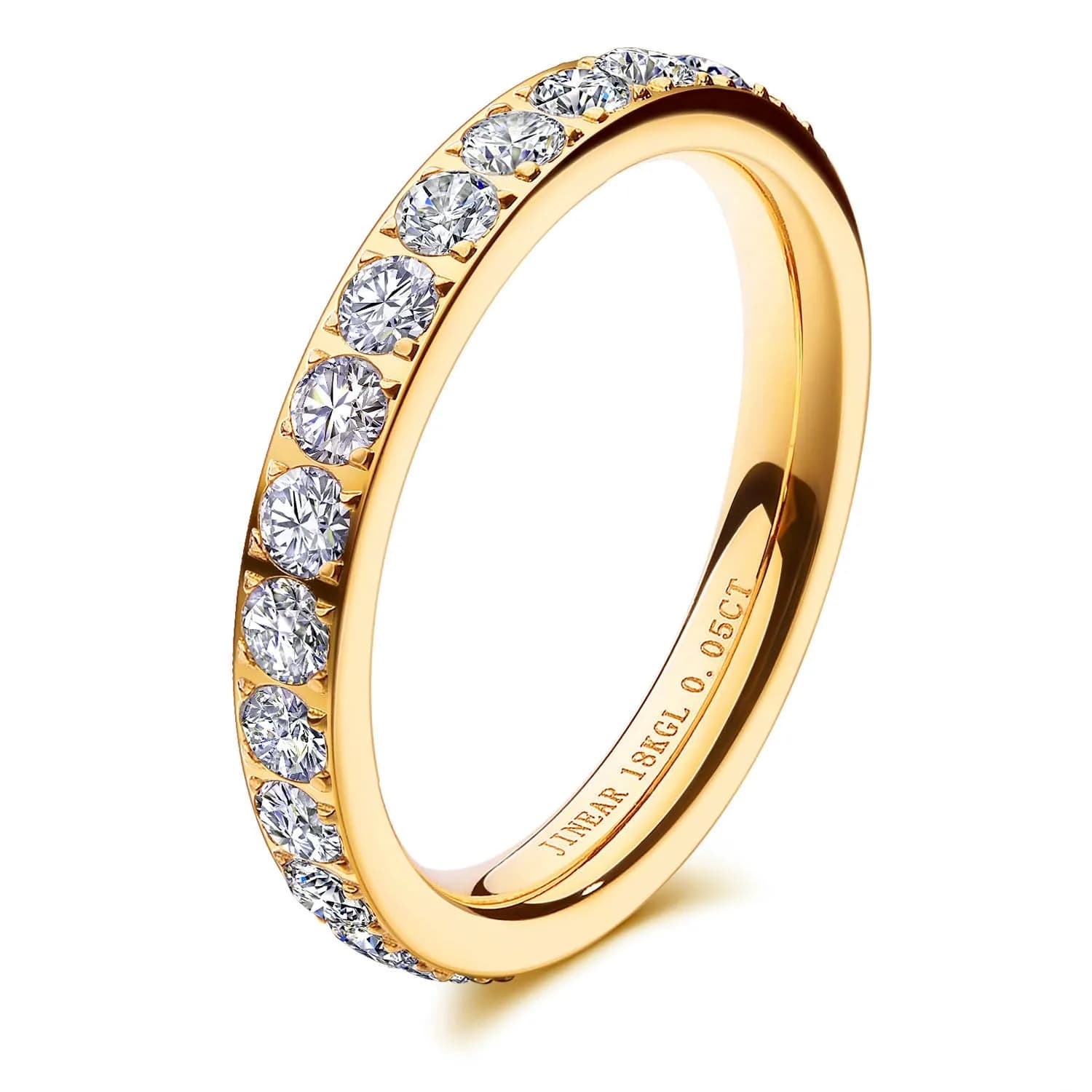 JINEAR Wedding Band for Women 3mm Gold Plated Cubic Zirconia Size 5-10 | Elegant Eternity Ring