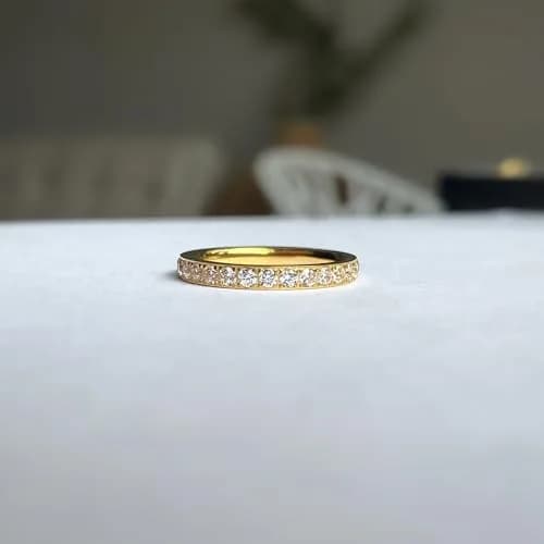 JINEAR Wedding Band for Women 3mm Gold Plated Cubic Zirconia Size 5-10 | Elegant Eternity Ring thumbnail 5