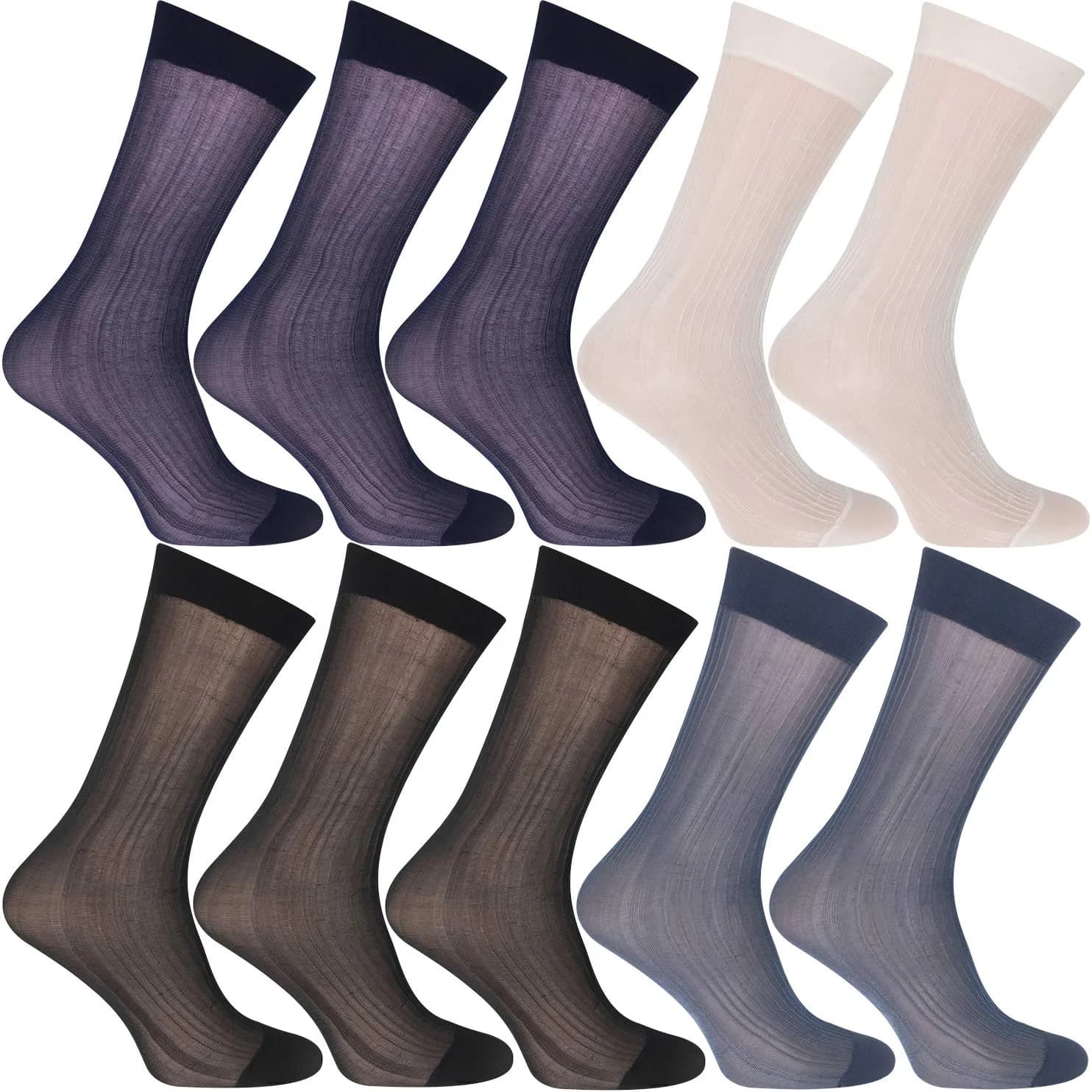 Uaussi Mens Ultra Thin Dress Socks Silk Sheer Mid Calf | Breathable, Moisture-Wicking & Durable - main product image