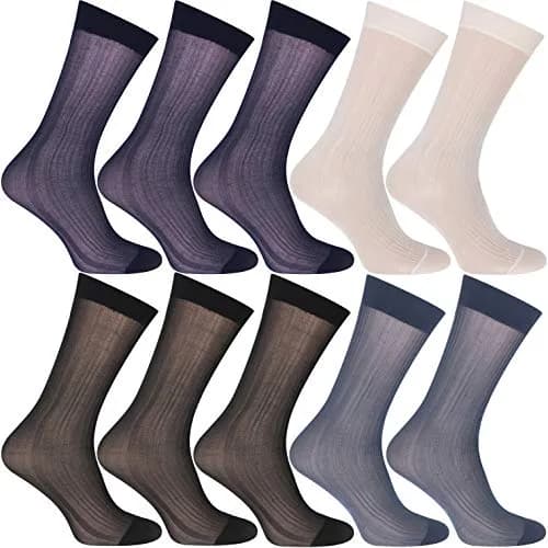 Uaussi Mens Ultra Thin Dress Socks Silk Sheer Mid Calf | Breathable, Moisture-Wicking & Durable thumbnail 1