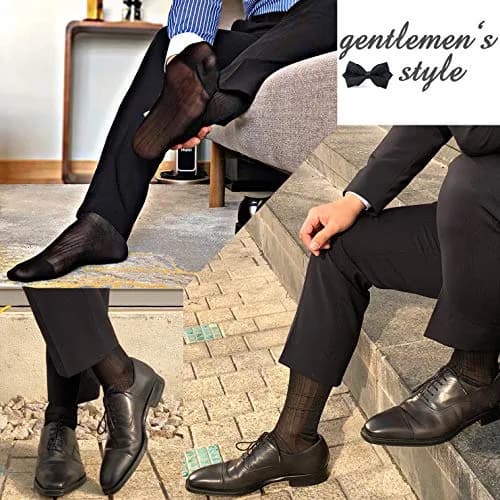 Uaussi Mens Ultra Thin Dress Socks Silk Sheer Mid Calf | Breathable, Moisture-Wicking & Durable thumbnail 6