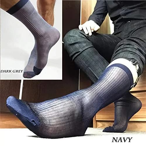 Uaussi Mens Ultra Thin Dress Socks Silk Sheer Mid Calf | Breathable, Moisture-Wicking & Durable thumbnail 2
