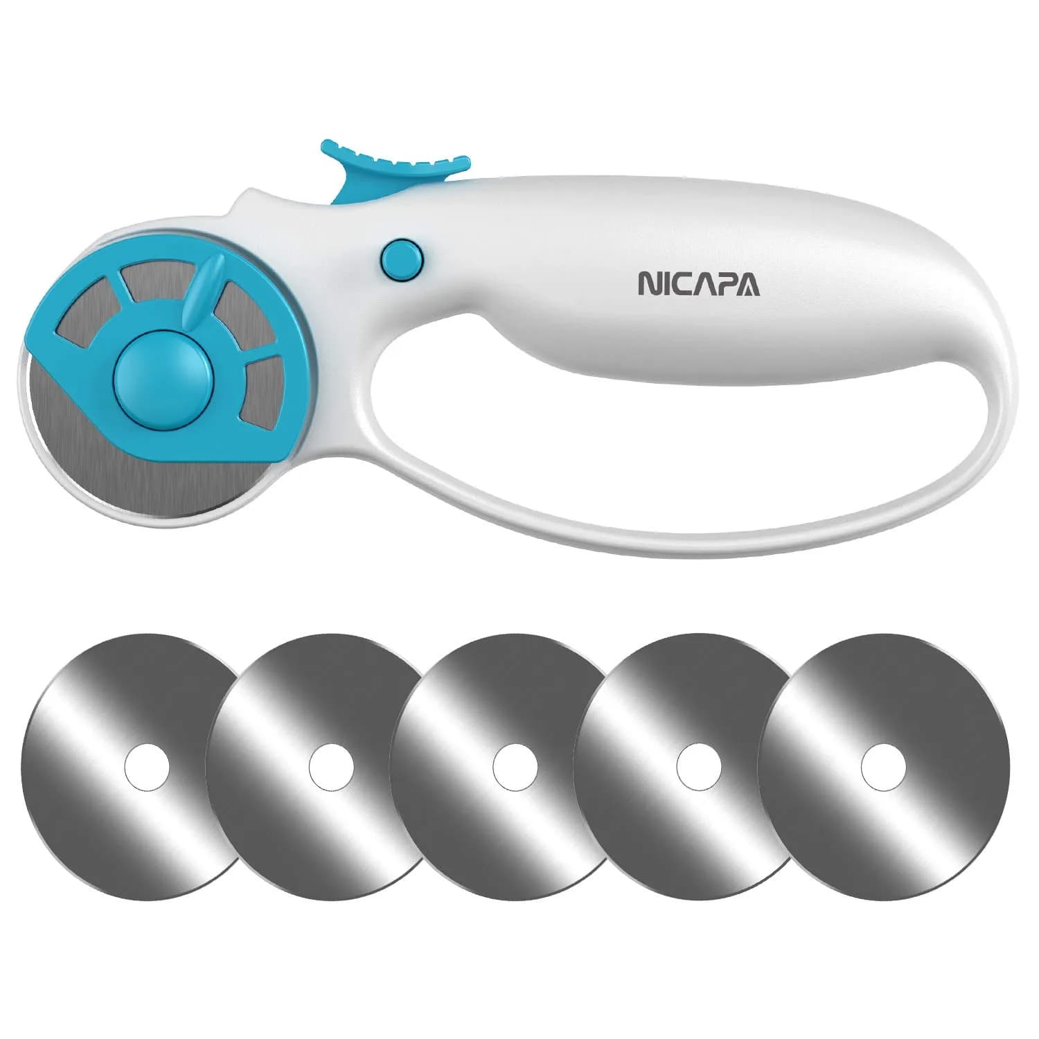 NICAPA 45mm Rotary Cutter with 5 Extra Blades | Ergonomic Comfort Loop for Sewing & Quilting - main product image